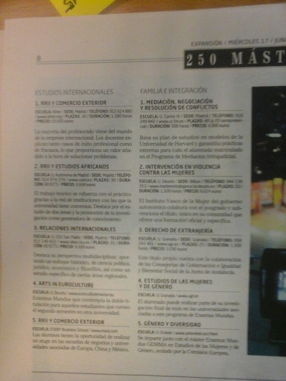 Máster RIEA entre los mejores de España según el diario El Mundo